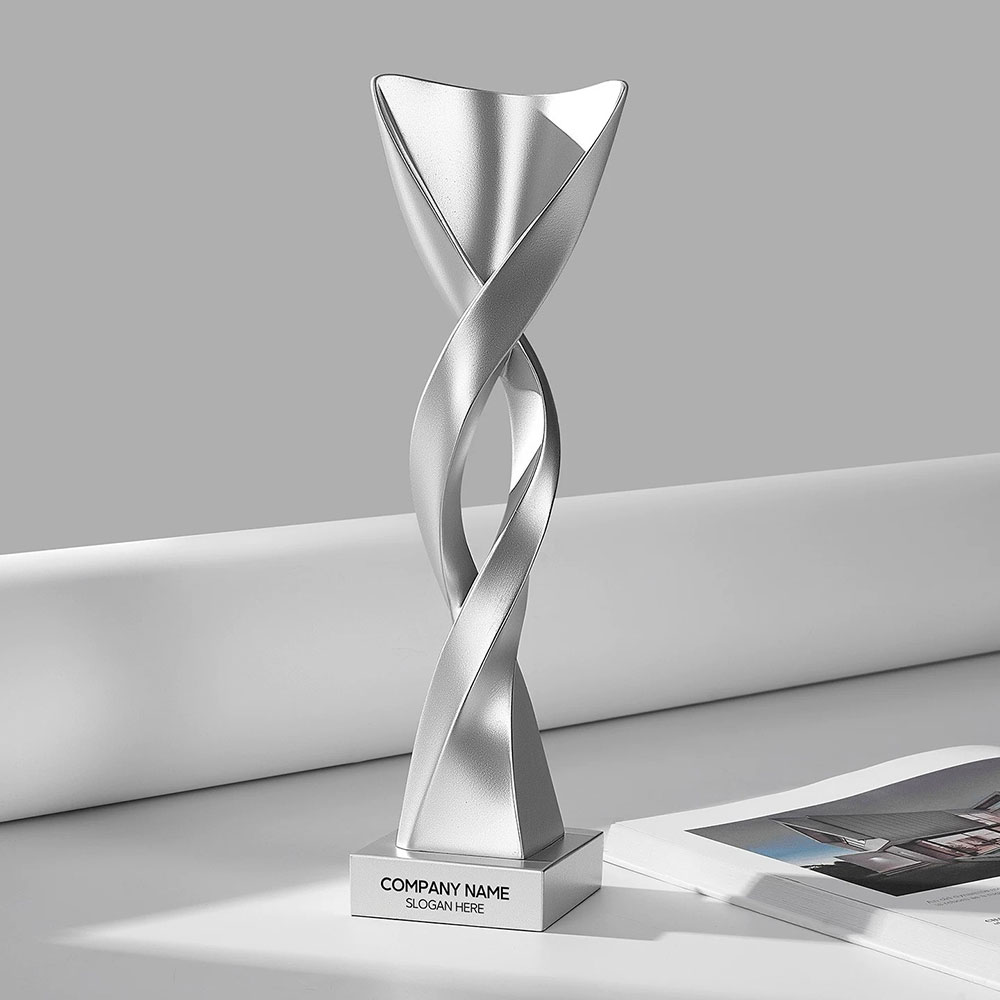 螺旋振翅金属奖杯定制 金银铜三色优秀员工年会颁奖纪念摆件 - Individueller Metallpokal mit gedrehter Flügelform 1 1